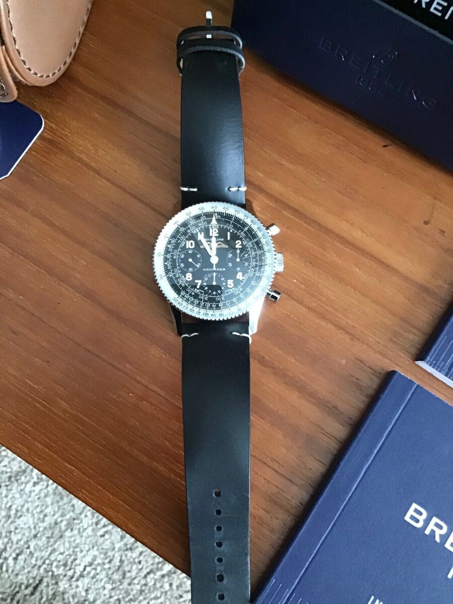 Breitling Navitimer Ref. 806 1959 Re-Edition Black Dial Brown Leather Strap Watch for Men - AB0910371B1X1