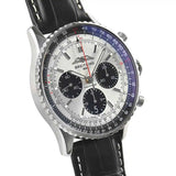 Breitling Navitimer B01 Chronograph 43 Silver Dial Black Leather Strap Watch for Men - AB0138241G1P1