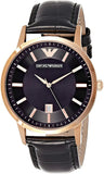 Emporio Armani Renato Quartz Black Dial Black Leather Strap Watch For Men - AR2425