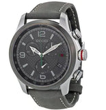 Gucci G Timeless Chronograph Grey Dial Grey Leather Strap Watch For Men - YA126242