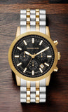 Michael Kors Hutton Chronograph Black Dial Two Tone Steel Strap Watch For Men - MK8954