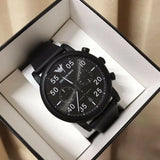 Emporio Armani Luigi Chronograph Black Dial Black Leather Strap Watch For Men - AR11133