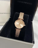 Emporio Armani Gianni T Bar Quartz Rose Gold Dial Rose Gold Steel Strap Watch For Women - AR11342