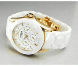 Fossil Ceramic Multifunction White Dial White Steel Strap Watch for Women - CE1006