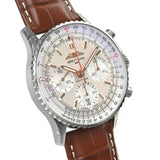 Breitling Navitimer B01 Chronograph 41 White Dial Brown Leather Strap Watch for Men - AB0139211G1P1