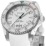 Gucci Dive Quartz White Dial White Rubber Strap Watch For Men - YA136337