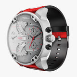 Diesel Mr Daddy 2.0 Chronograph Grey Dial Red Rubber Strap Watch For Men - DZ7423