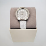 Michael Kors Runway Three Hand White Dial White Leather Strap Watch For Women - MK6998