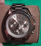 Michael Kors Bradshaw Chronograph Brown Dial Brown Steel Strap Watch For Women - MK6247