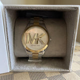 Michael Kors Slim Runway Three Hand Silver Dial Two Tone Steel Strap Watch For Women - MK4735