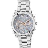 Fossil Perfect Boyfriend Mother of Pearl Blue Dial Silver Steel Strap Watch for Women - ES3880