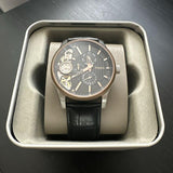 Fossil Twist Multi-Function Chronograph Black Dial Black Leather Strap Watch for Men - ME1099