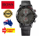 Hugo Boss Rafale Chronograph Grey Dial Grey Leather Strap Watch For Men - 1513445