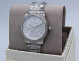 Michael Kors Tibby Chronograph Silver Dial Silver Steel Strap Watch For Women - MK7294