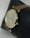 Emporio Armani Gianni T Bar Beige Dial Brown Leather Strap Watch For Women - AR1883