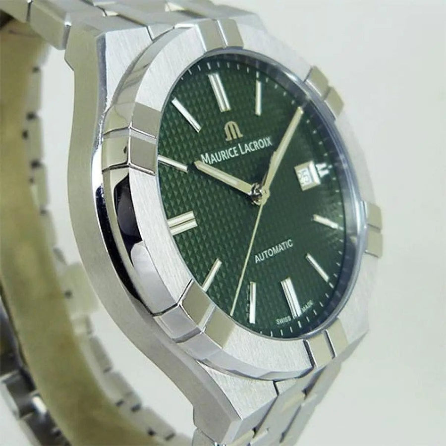 Maurice Lacroix Aikon Automatic Green Dial Silver Steel Strap Watch for Men - AI1807-SS002-630-1