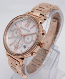 Michael Kors Sofie Chronograph Mother of Pearl White Dial Rose Gold Steel Strap Watch For Women - MK6576