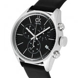 Calvin Klein Masculine Chronograph Black Dial Black Leather Strap Watch for Men - K2H27102