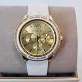 Michael Kors Jessa Quartz Gold Dial White Silicone Strap Watch For Women - MK7267