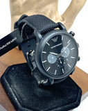 Emporio Armani Luigi Analog Black Dial Black Leather Strap Watch For Men - AR11450