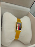 Gucci G Frame Quartz Diamonds White Red Blue Dial Gold Mesh Bracelet Watch For Women - YA147511