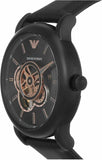 Emporio Armani Luigi Automatic Skeleton Black Dial Black Leather Strap Watch For Men - AR60012