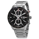 Tag Heuer Carrera Automatic Chronograph Black Dial Silver Steel Strap Watch for Men - CBM2110.BA0651