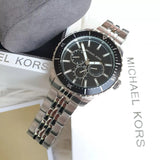 Michael Kors Cunningham Multifunction Black Dial Silver Steel Strap Watch For Men - MK7156