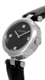 Gucci Diamantissima Quartz Diamonds Black Dial Black Leather Strap Watch for Women - YA141506