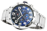 Tommy Hilfiger Trent Chronograph Blue Dial Silver Steel Strap Watch for Men - 1791053