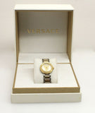 Versace Mini Virtus Quartz White Dial Gold Steel Strap Watch For Men - VET300221