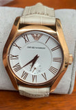 Emporio Armani Valente Analog Beige Dial Beige Leather Strap Watch For Men - AR1667