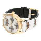 Gucci G Timeless Quartz White Dial White Leather Strap Watch For Women - YA1264109