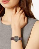 Emporio Armani Quartz Grey Dial Brown Leather Strap Watch For Women - AR11172