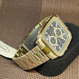 Fossil Inscription Multifunction Black Dial Gold Steel Strap Watch for Men - BQ2656