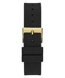 Guess Queen Quartz Gold Dial Black Silicone Strap Watch For Women - GW0536L3