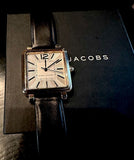 Marc Jacobs square face watch with black leather strap