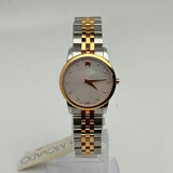 Movado Museum Classic Mother of Pearl White Dial Two Tone Steel Strap Watch for Women - 0607077