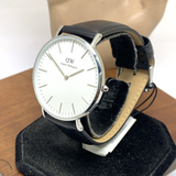 Daniel Wellington watch with black leather strap
