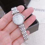 Emporio Armani Gianni T Bar Quartz Silver Dial Silver Steel Strap Watch For Women - AR1935