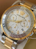 Versace Greca Action Chronograph Quartz Silver Dial Two Tone Steel Strap Watch for Men - VE3J00522