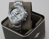 Fossil Bannon Multifunction Chronograph Silver Dial Silver Steel Strap Watch for Men - BQ2490