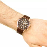 Hugo Boss Rafale Chronograph Brown Dial Brown Leather Strap Watch For Men - 1513392