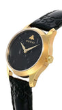 Gucci G Timeless Quartz Black Dial Black Leather Strap Watch For Women - YA126581A