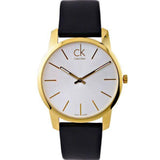 Calvin Klein City Mother of Pearl White Dial Black Leather Strap Watch for Men - K2G2G5C6