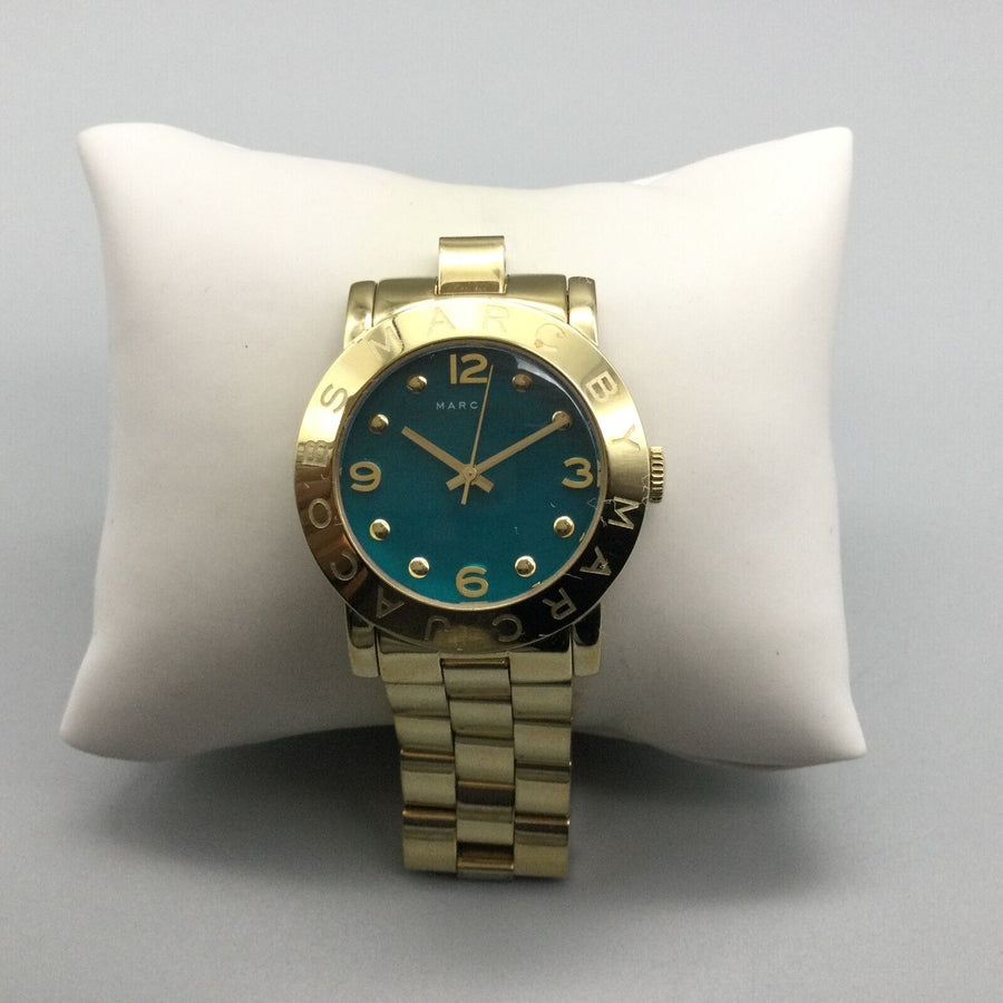 Marc Jacobs Amy Green Dial Gold Steel Strap Watch for Women - MBM8609