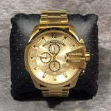 Diesel Mega Chief Gold Dial Gold Steel Strap Watch For Men - DZ4360