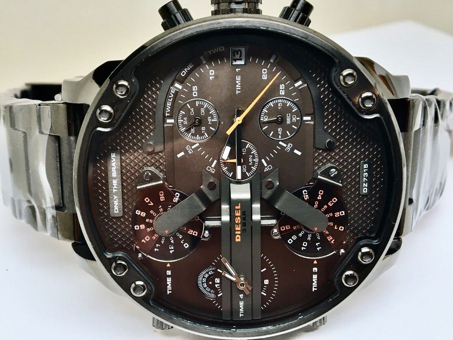Diesel Mr Daddy 2.0 Chronograph Grey Dial Grey Steel Strap Watch For Men - DZ7315