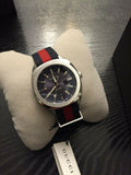 Gucci GG2570 Quartz Blue Dial Blue & Red Nylon Strap Watch For Men - YA142304