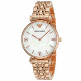 Emporio Armani Mother of Pearl Dial Rose Gold Steel Strap Watch For Women - AR11110